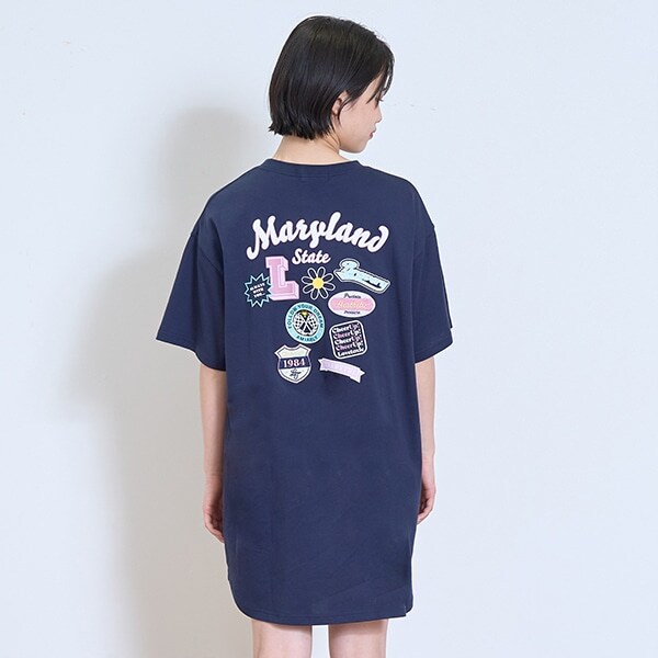 【接触冷感/ひんやり】【GOODPRICE】【綿100％】バックワッペンワンピ