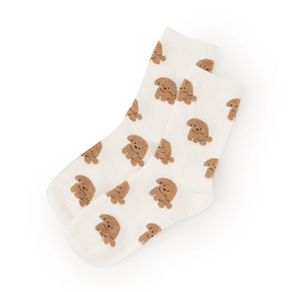 ワンチャン柄クルーソックス