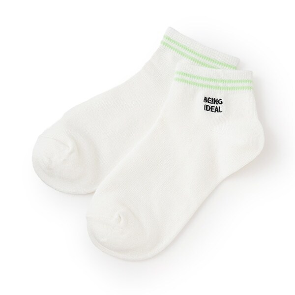 【抗菌防臭】ライン刺しゅうスニーカ丈ーソックス