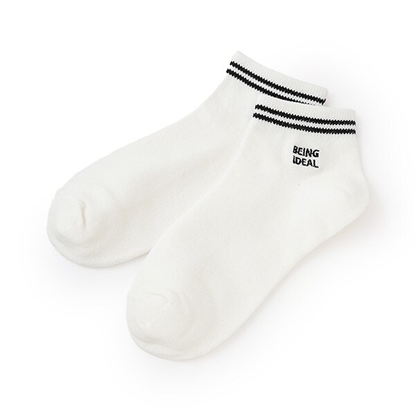 【抗菌防臭】ライン刺しゅうスニーカ丈ーソックス