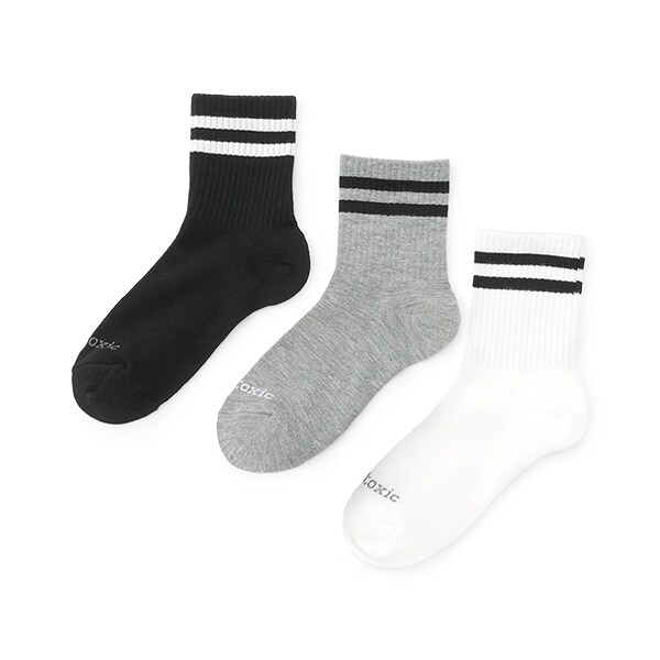 【ベーシック】3足セットクルーソックス