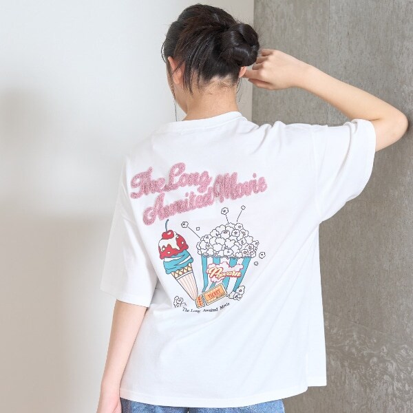 【接触冷感/ひんやり】【綿100％】ポップコーンプリントT