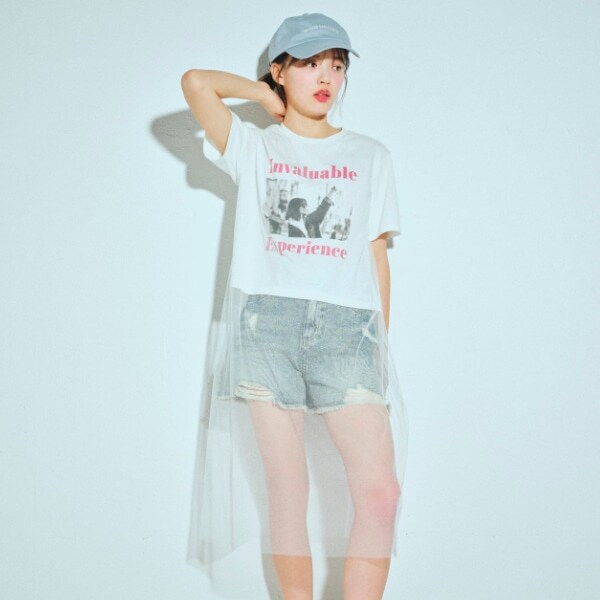 チュールレイヤードTシャツ