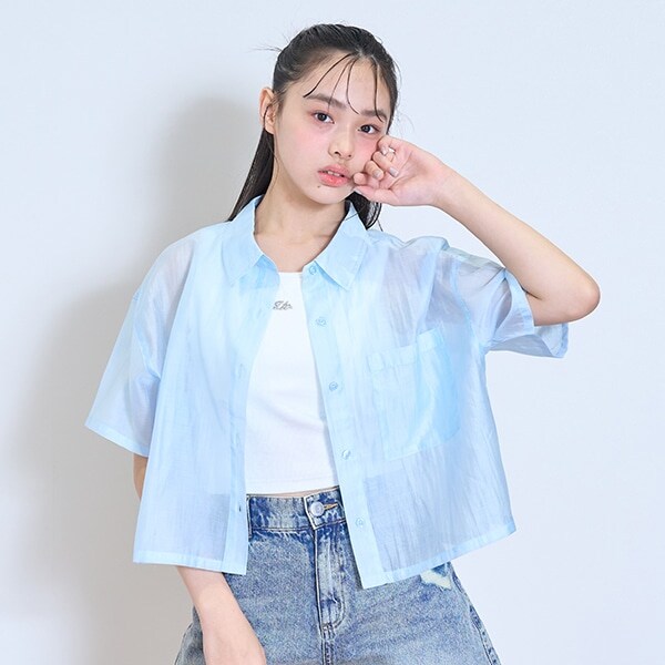 【接触冷感/ひんやり】半袖シアーシャツ