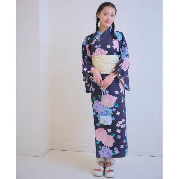 【初コラボ！】【HIBIYA-KADAN】【綿100％】紫陽花2WAY浴衣