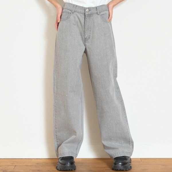 ストーンモチーフデニムパンツ