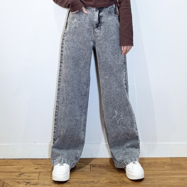 ストーンモチーフデニムパンツ