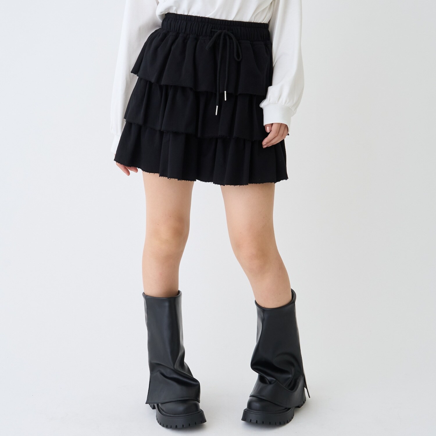 【セット可】ティアードカットフリルミニスカート