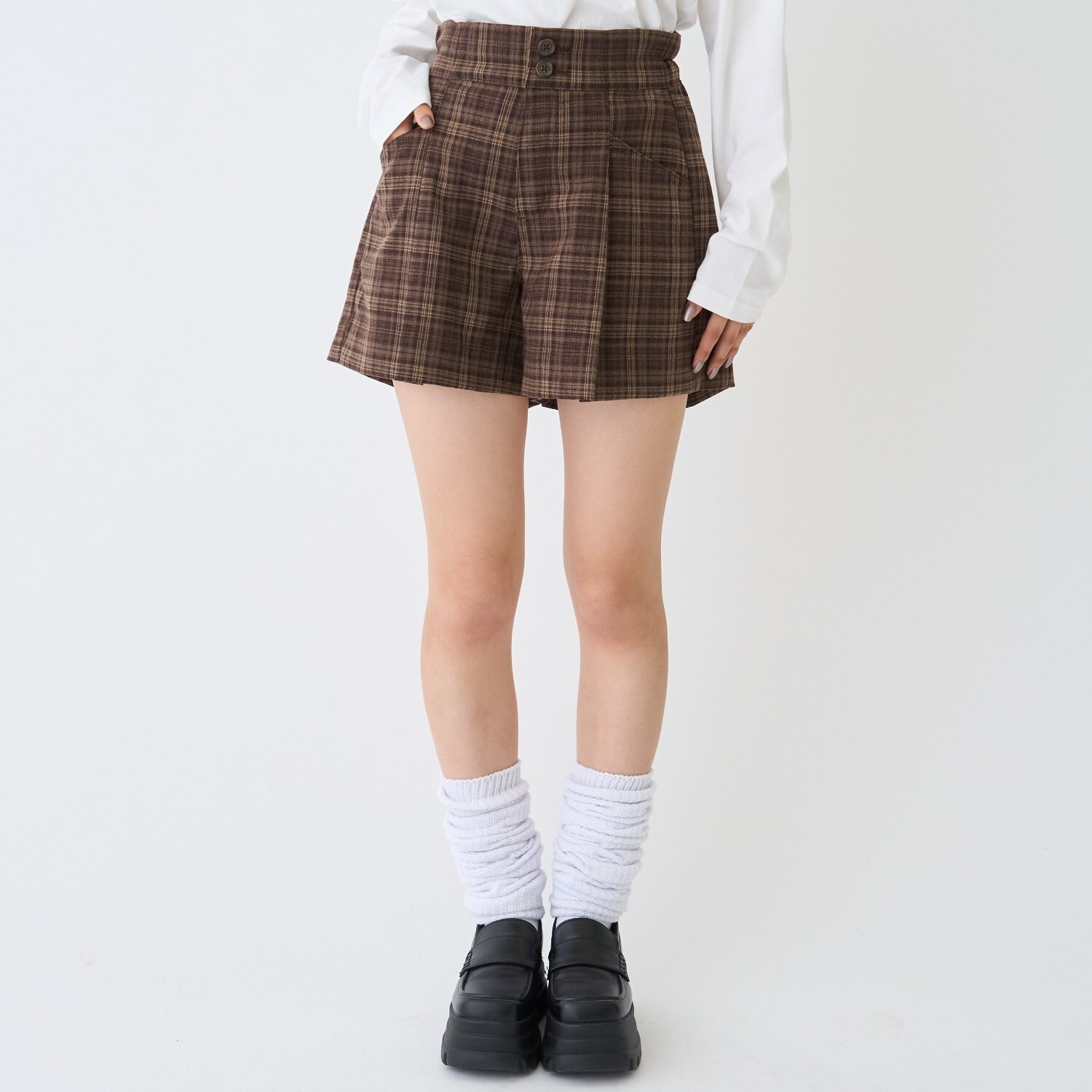 【起毛】美脚見えタックフレアキュロット