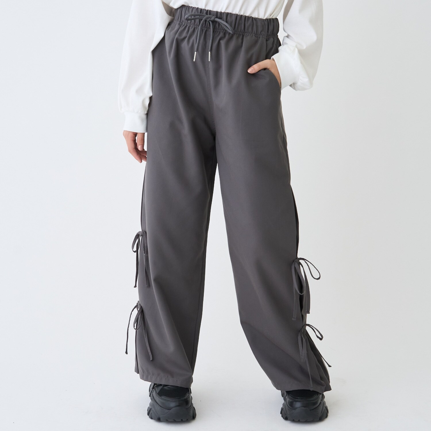 【吸水速乾】スリットリボンパンツ