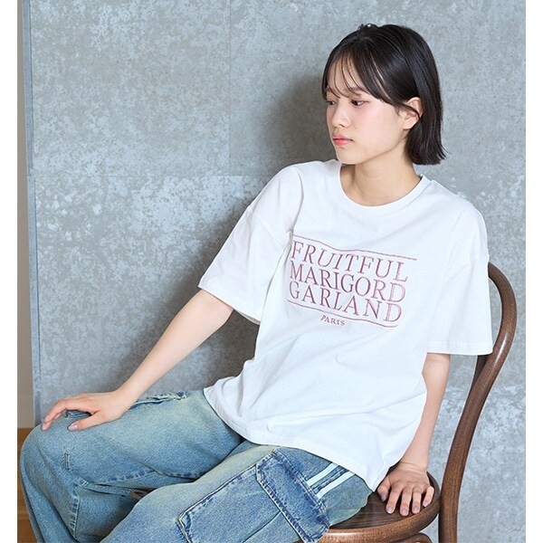 【GOODPRICE】【綿100％】3段ロゴ刺しゅうTシャツ