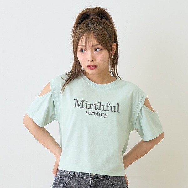 【接触冷感/ひんやり】肩あきTシャツ