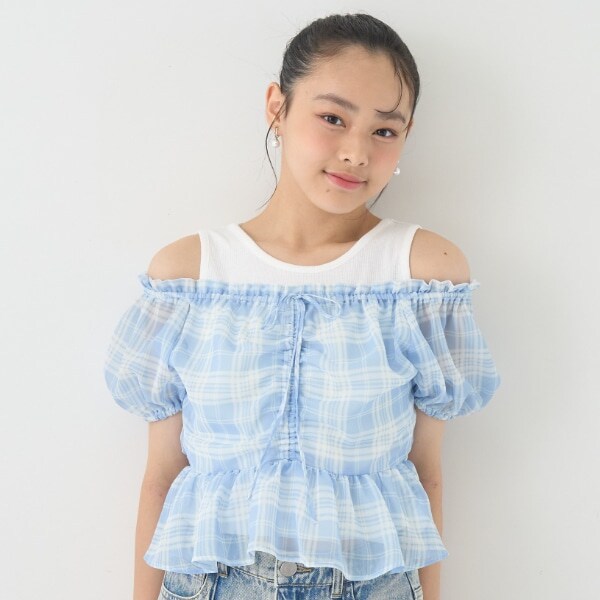 チェックオフショルインナーセット