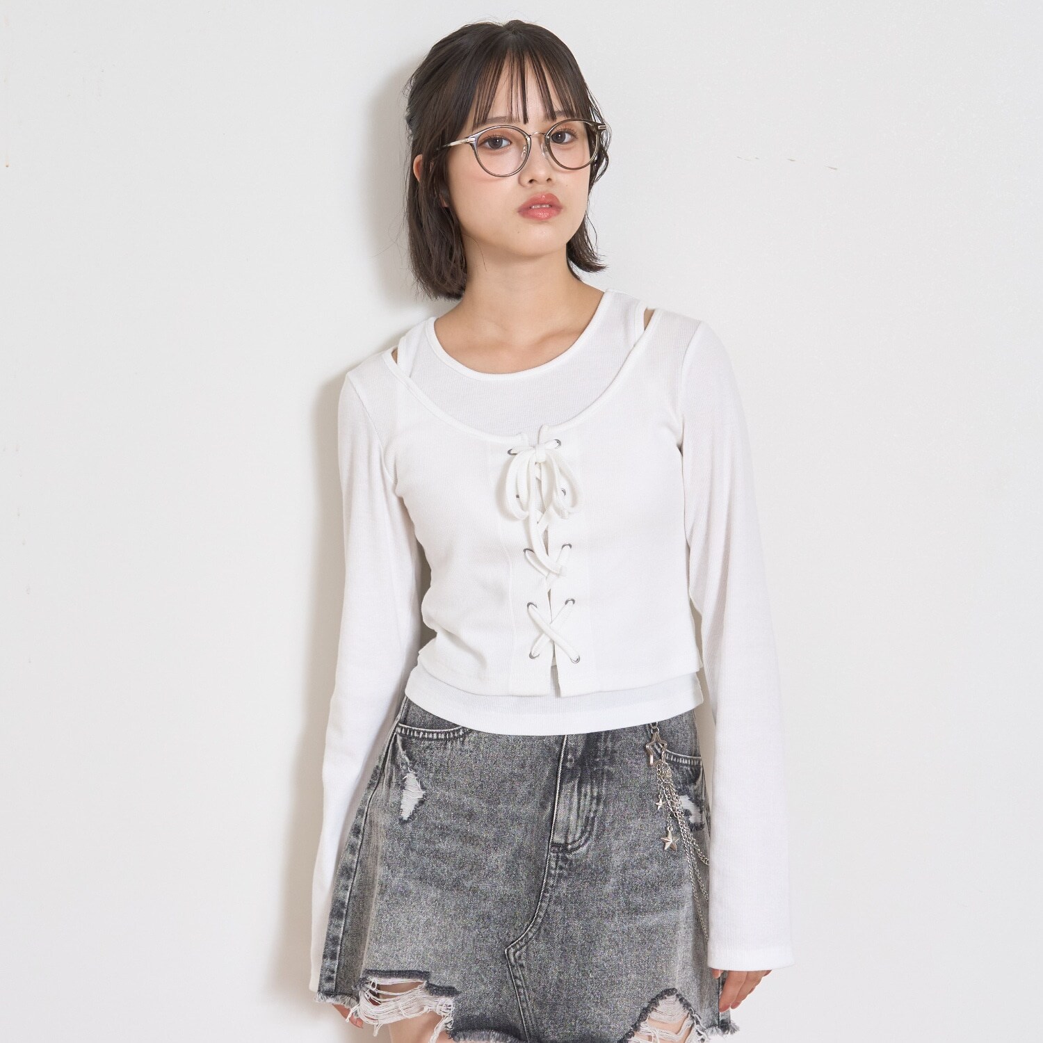 レースアップ長袖TシャツSET