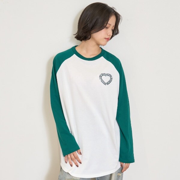 ハートラグランルーズ長袖Tシャツ