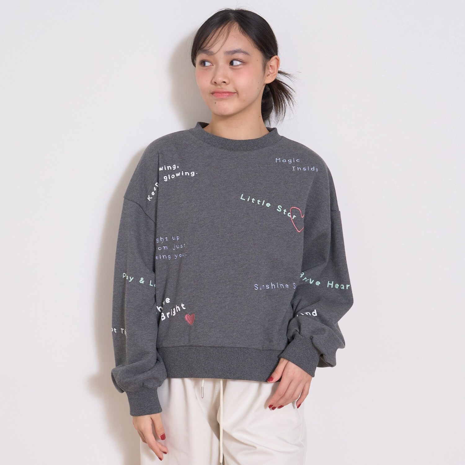 【綿100％】リサイクルコットン飛び刺しゅうスウェット