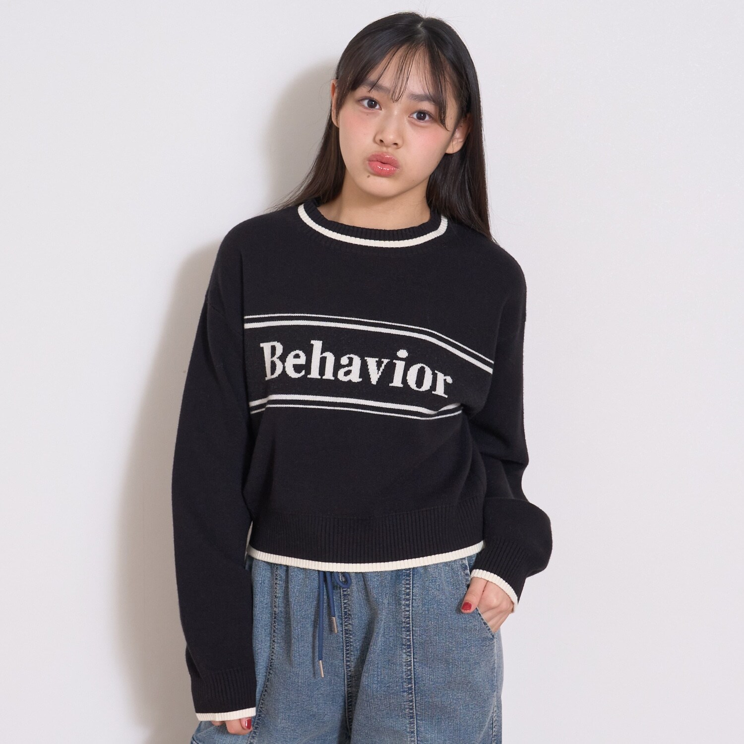 ロゴジャガードモチモチニット