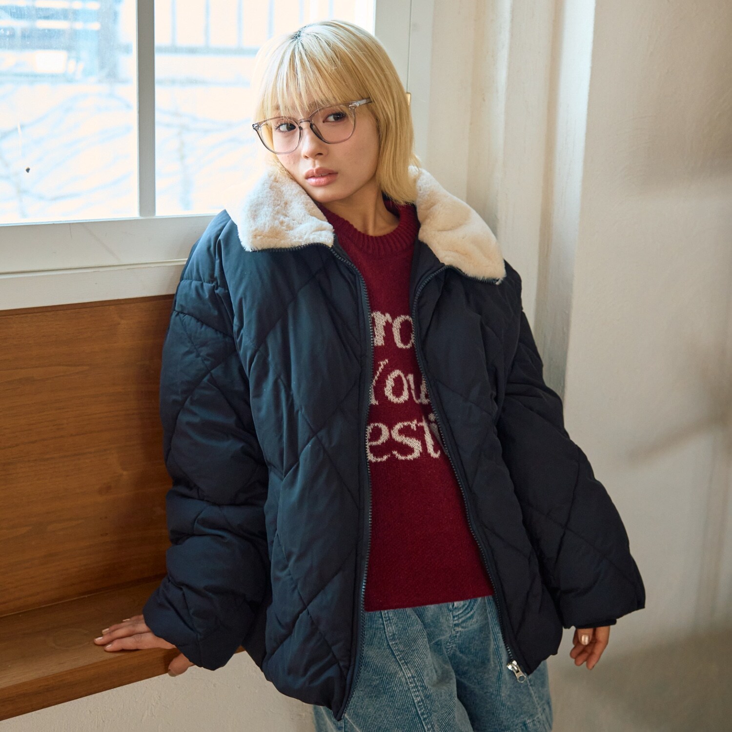 キルト中綿ブルゾン