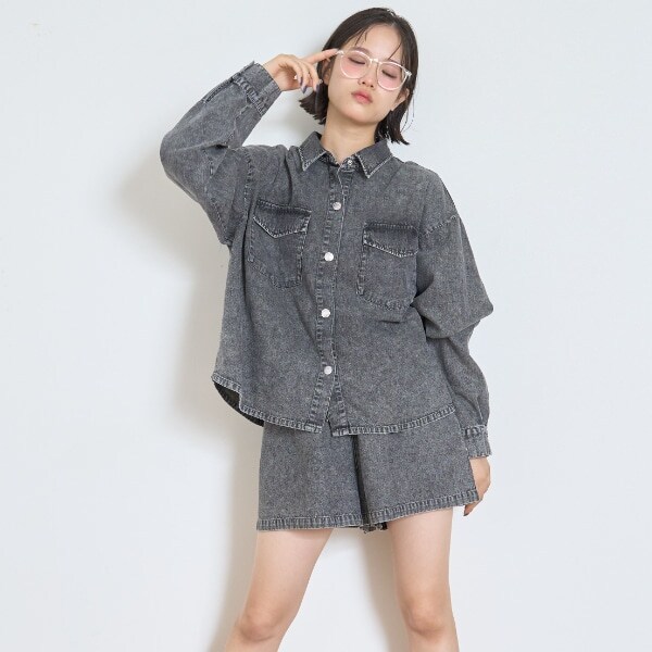 デニムシャツセットアップ