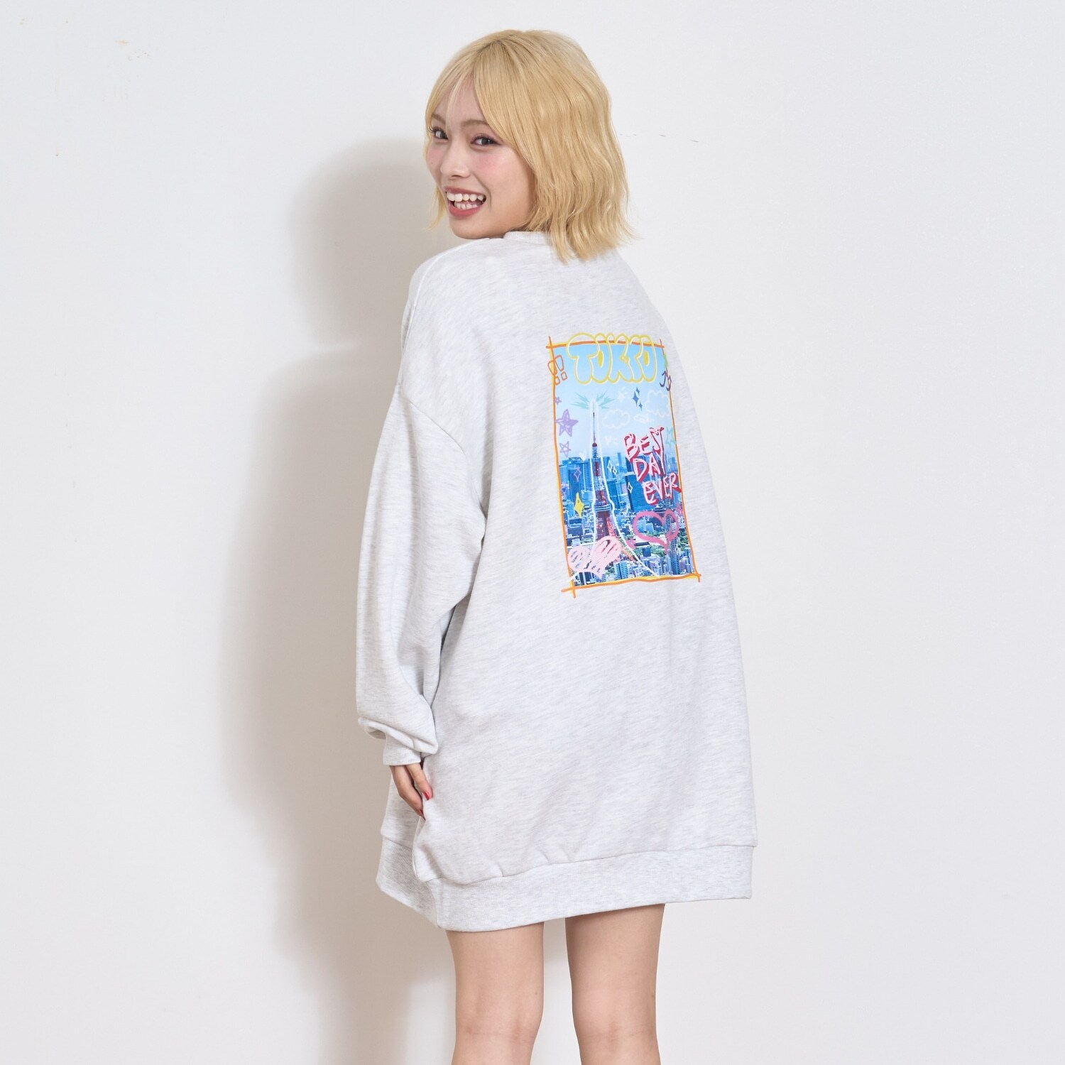 【裏起毛】フォトバックチュニックワンピース