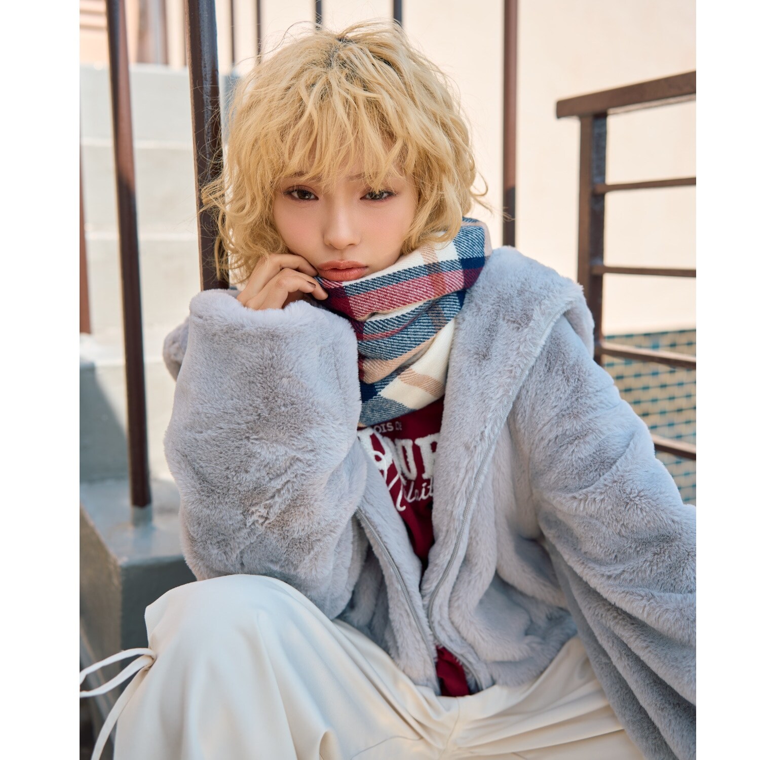 チェックマフラー