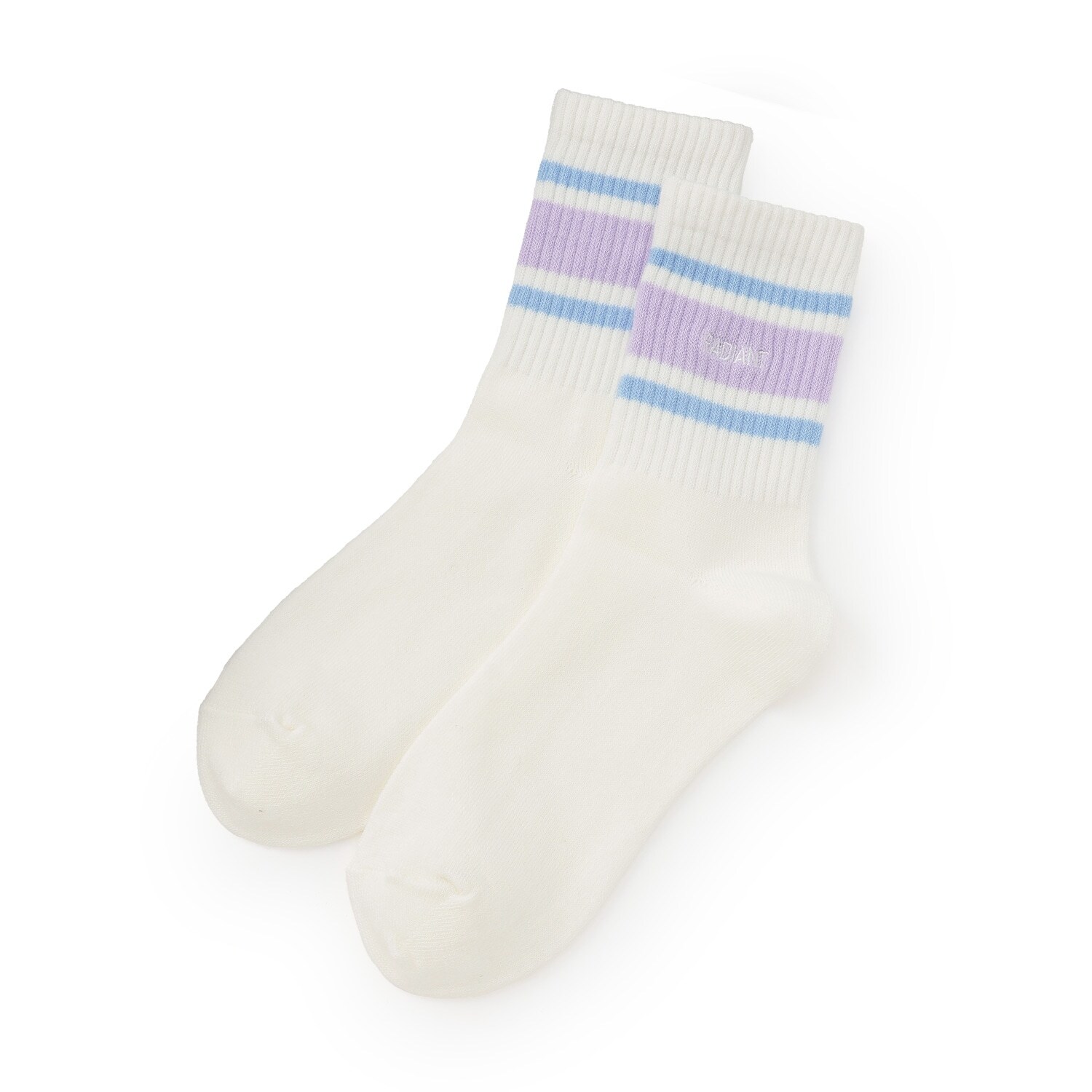 ライン刺しゅうクルーソックス