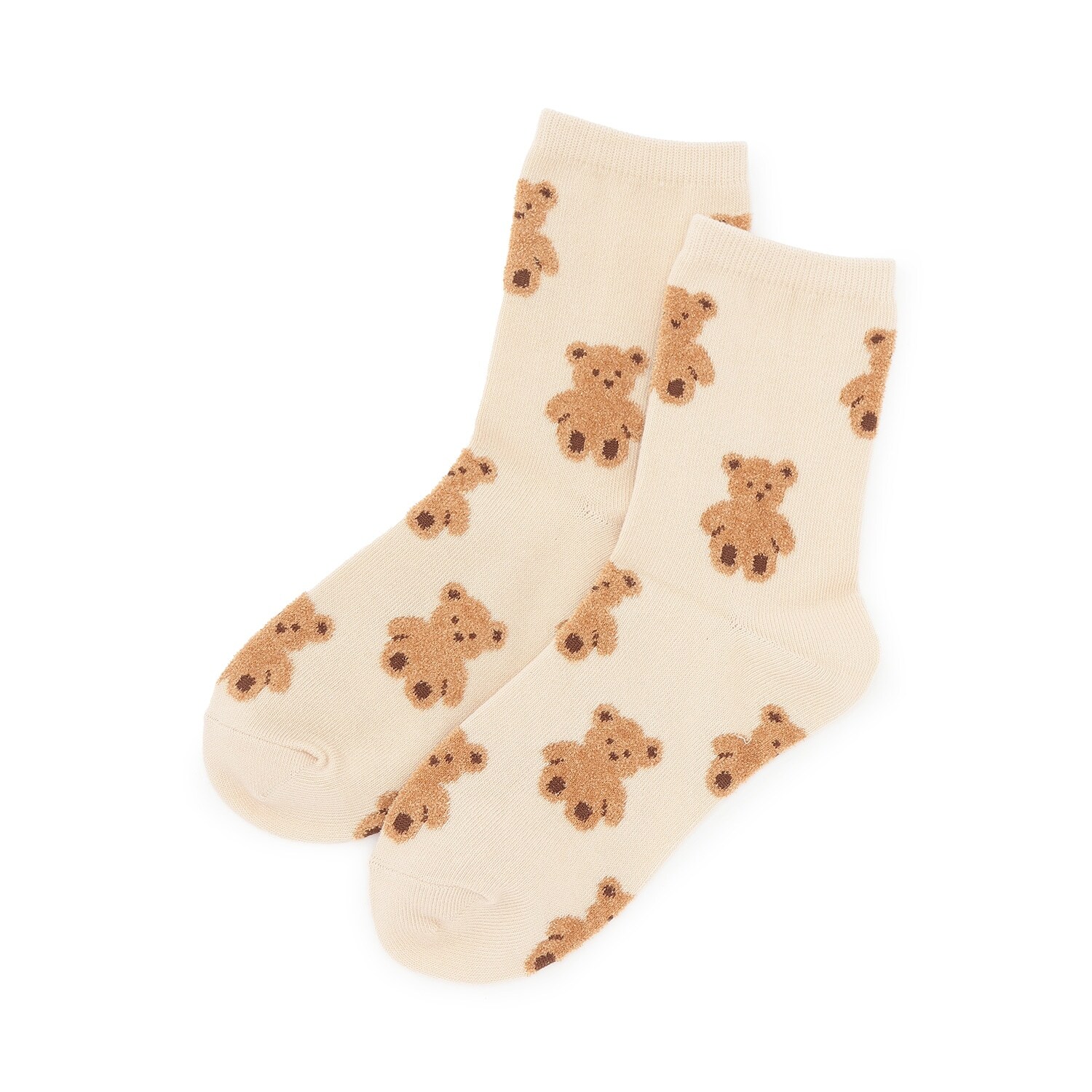 クマ総柄クルーソックス