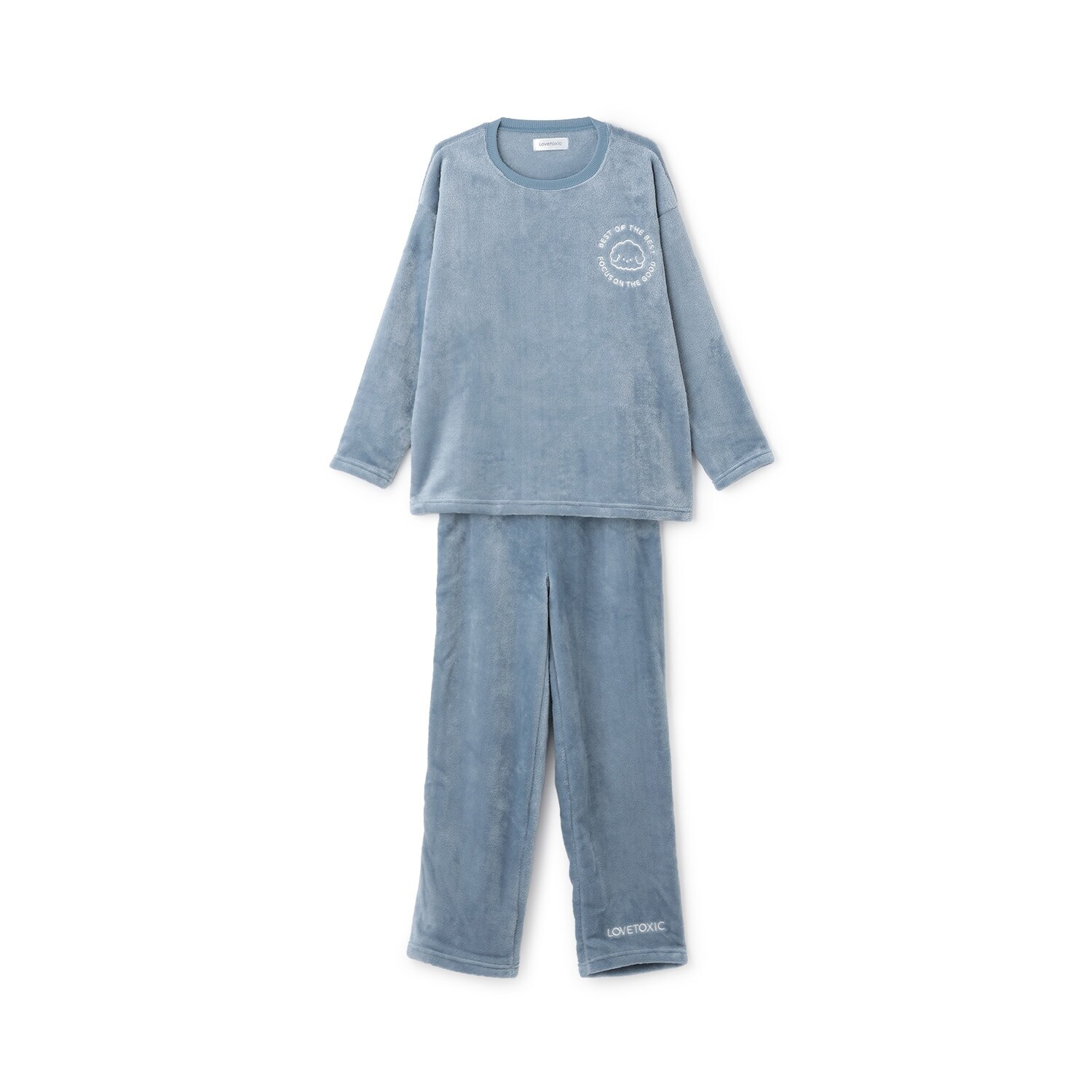 【ルームウェア/パジャマ】アニマルサークル刺繍あったかトップス＆パンツセット