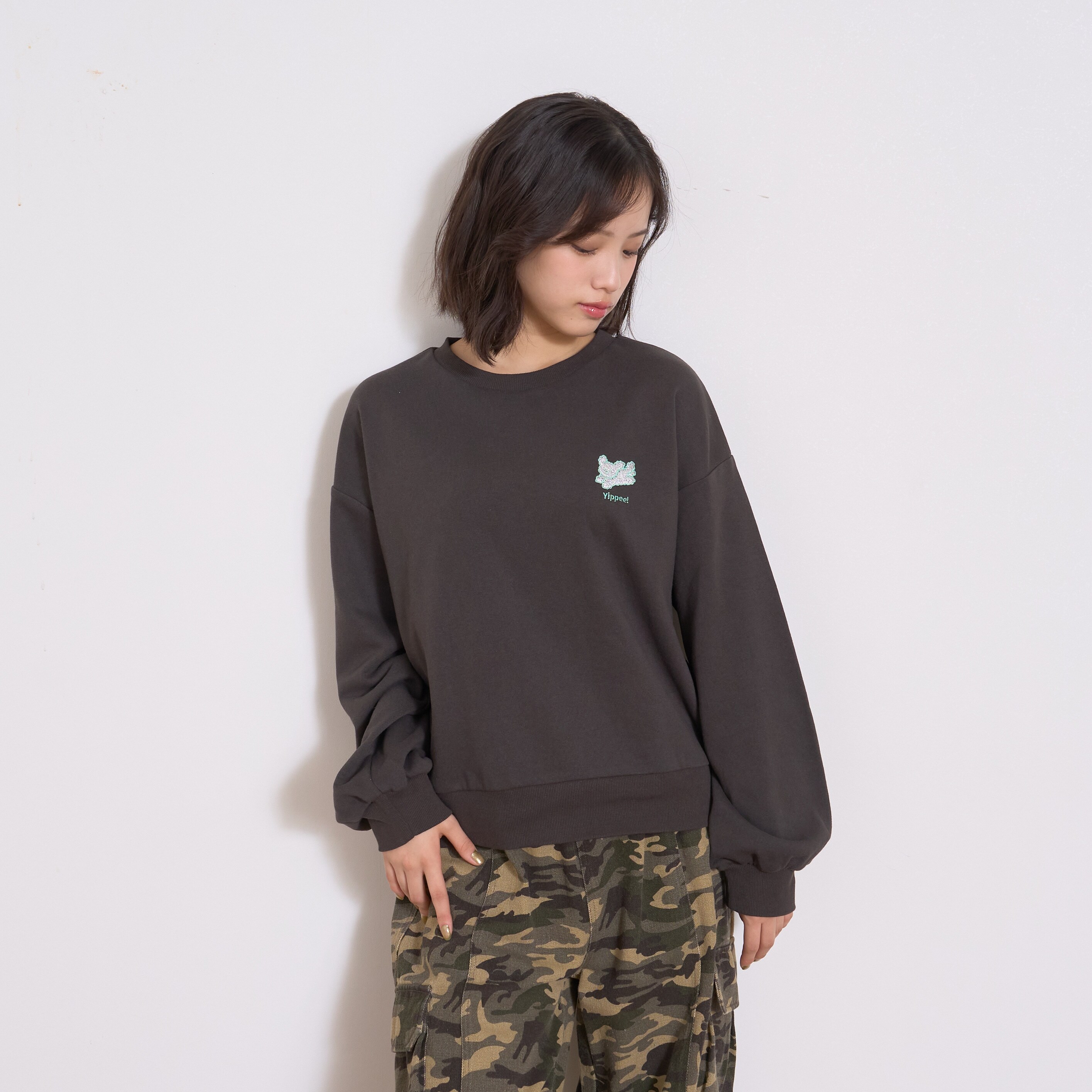 【秒かわトップス】アニマル刺しゅうベーシックトレーナー