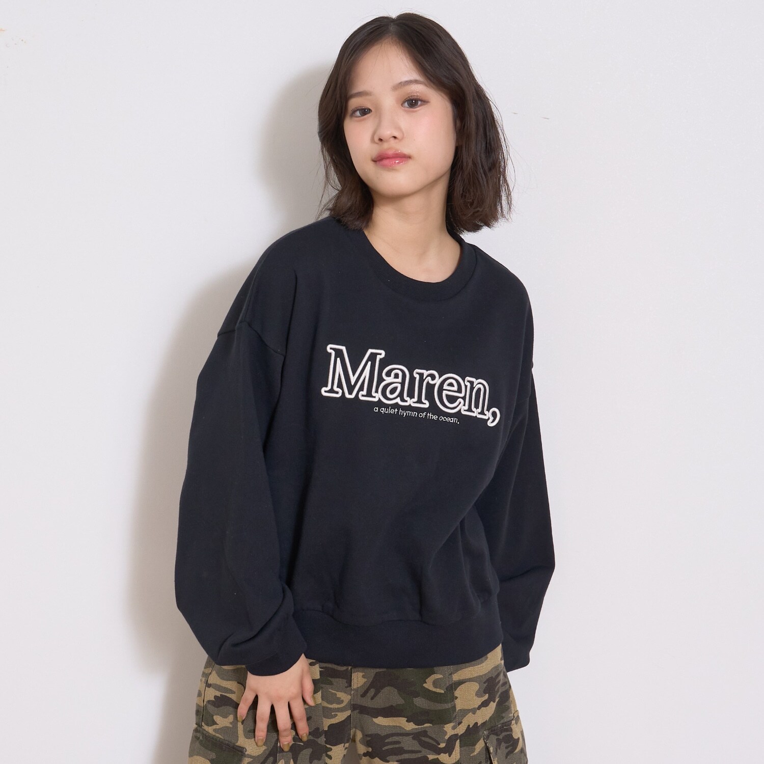 【秒かわトップス】立体ロゴ刺しゅうベーシックトレーナー