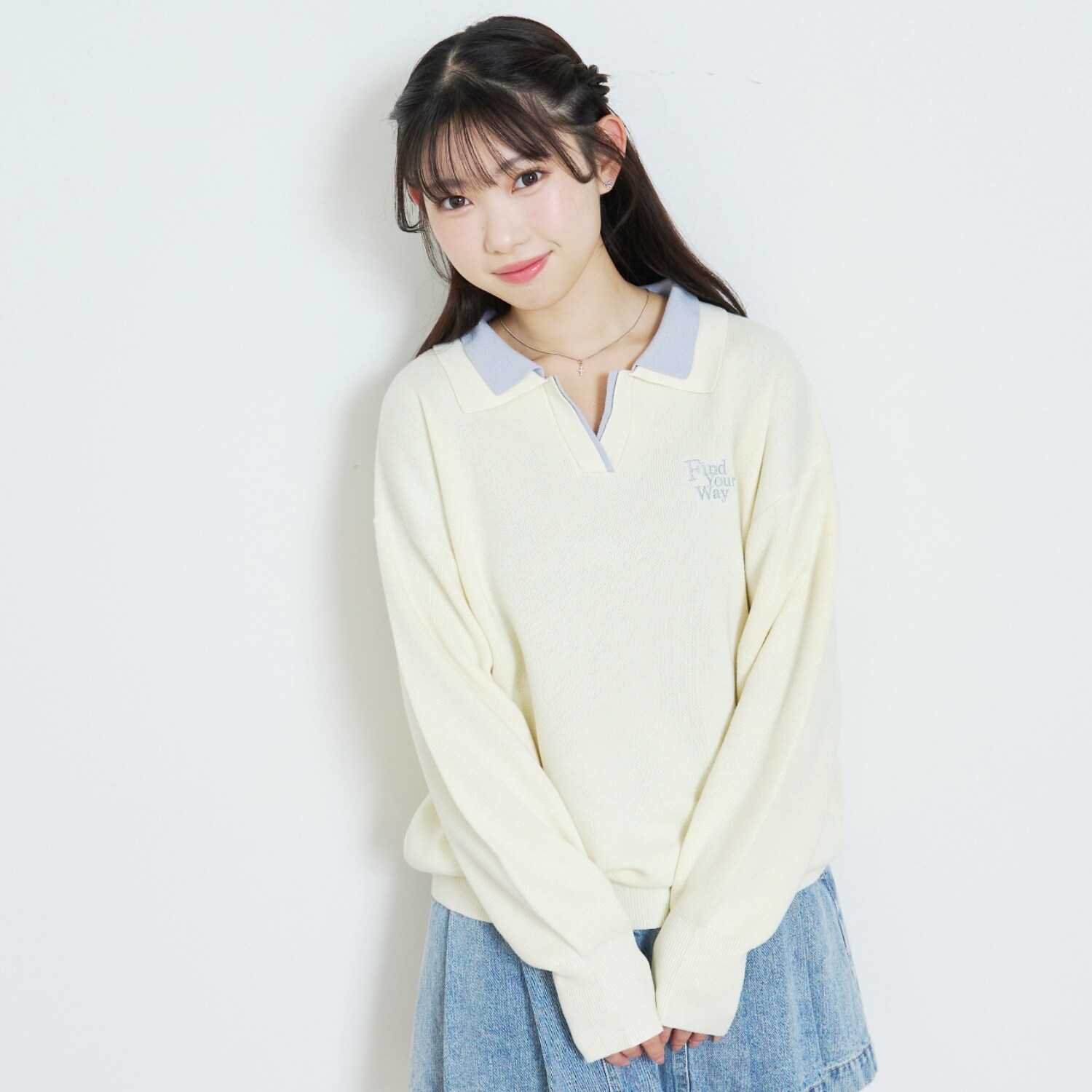 【アラエル】W衿スキッパーニット