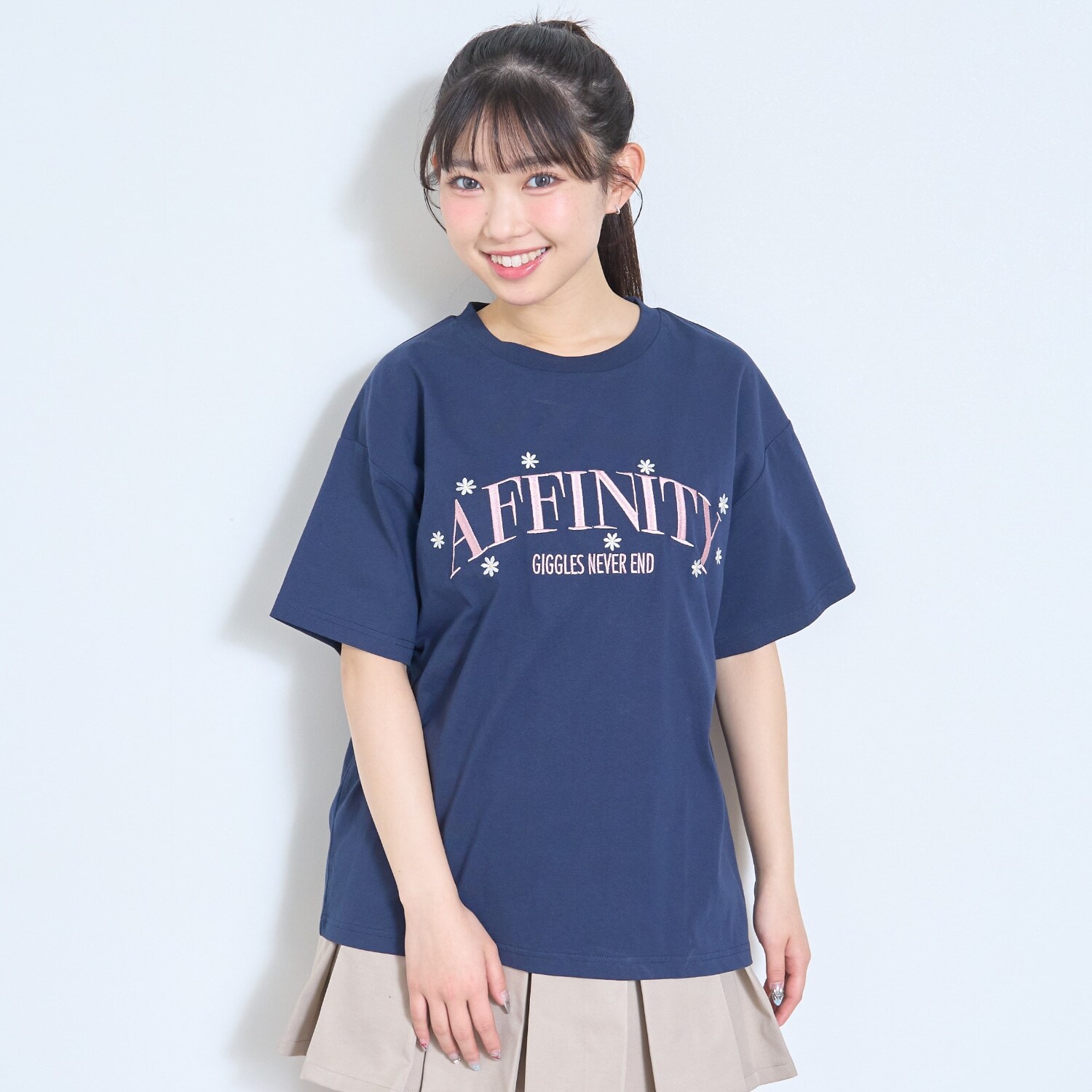 【秒かわトップス】【GOODPRICE】【綿100%】カレッジフラワー半袖T