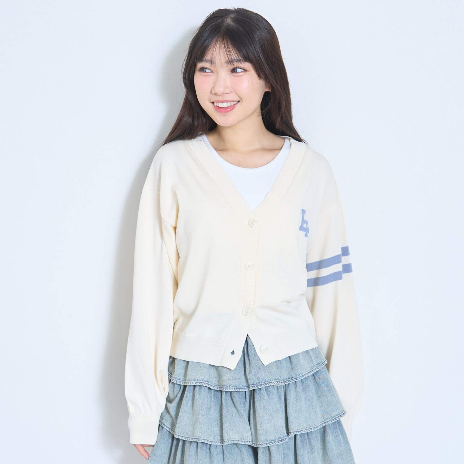 【UV/洗える】バックロゴカーディガン