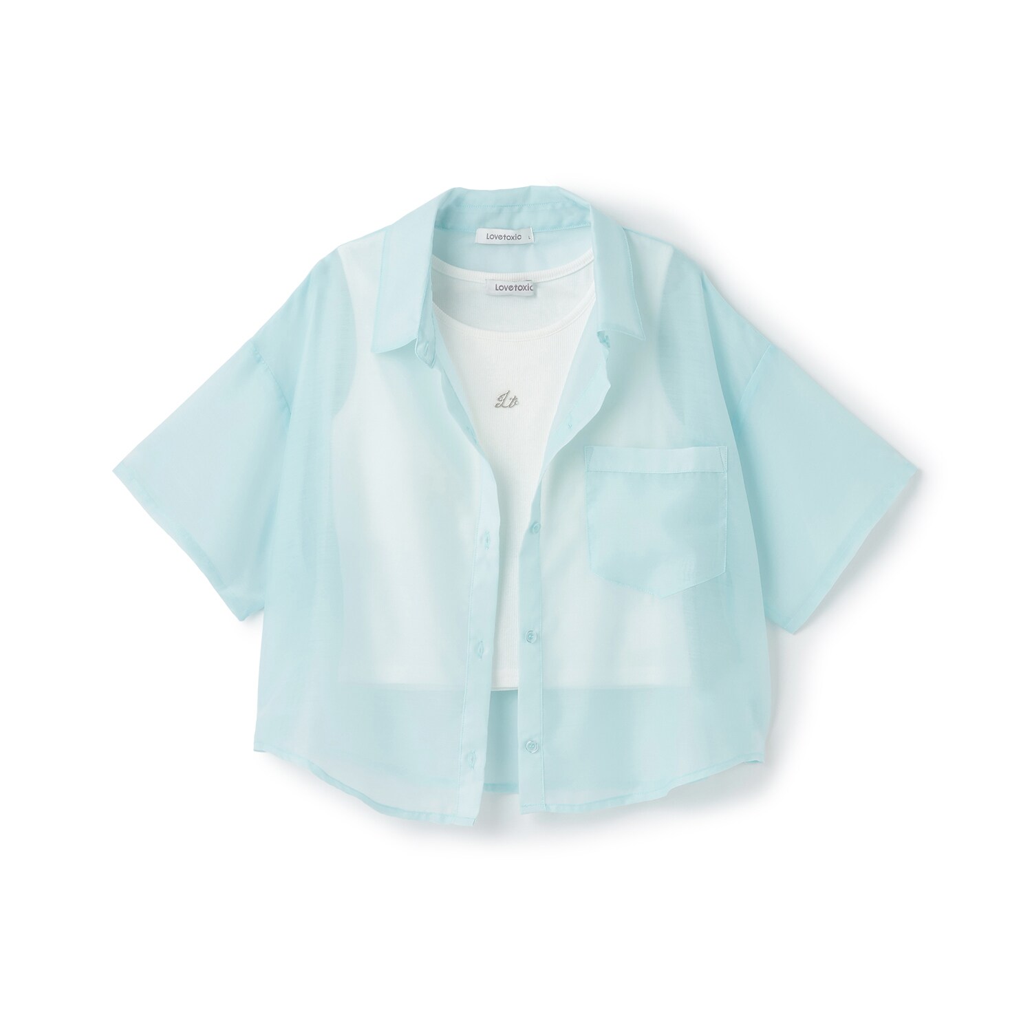 【吸水速乾】インナーつきシアークロップド半袖シャツ