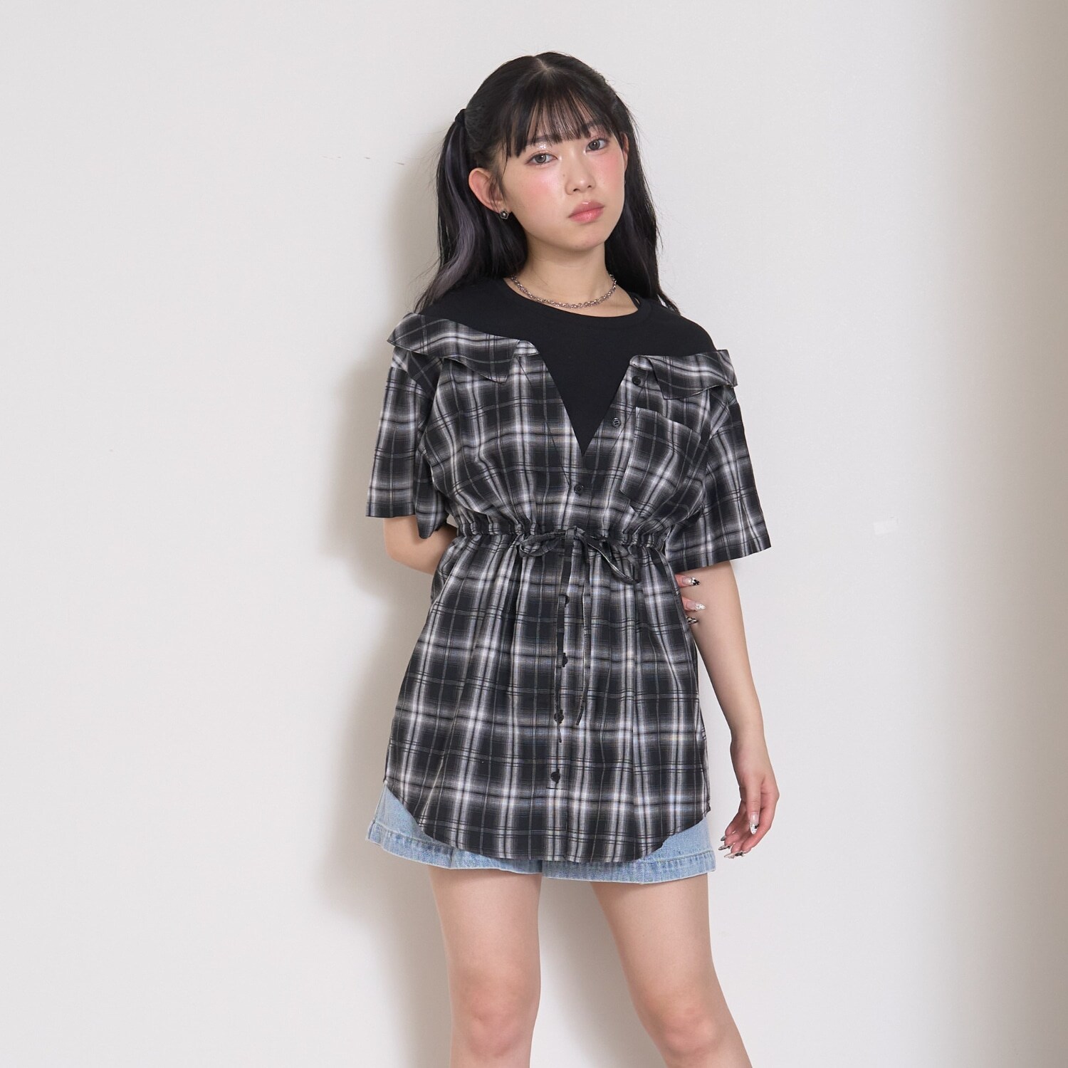 シャツドッキングプルチュニックワンピ