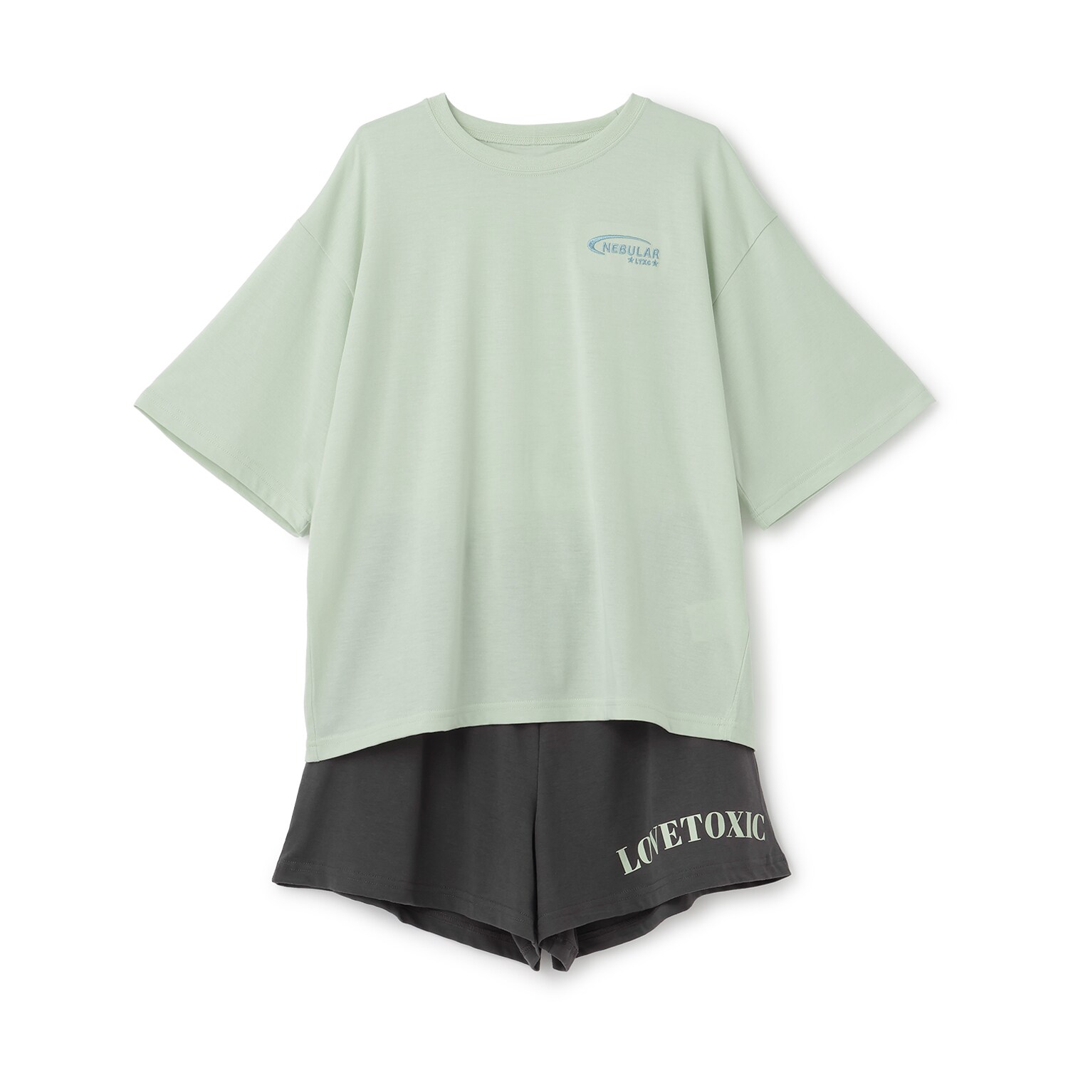 半袖ロゴバックプリントショートパンツ