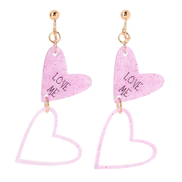 2連ラメハートイヤリング