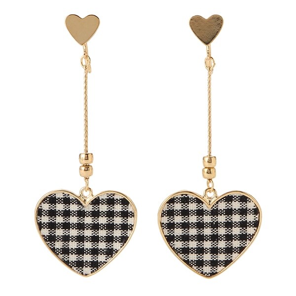 ギンガムハートイヤリング