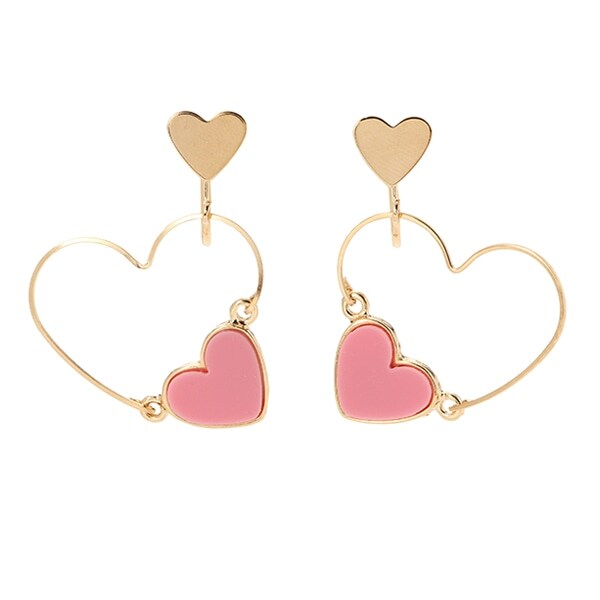 ハートつきハートフープイヤリング