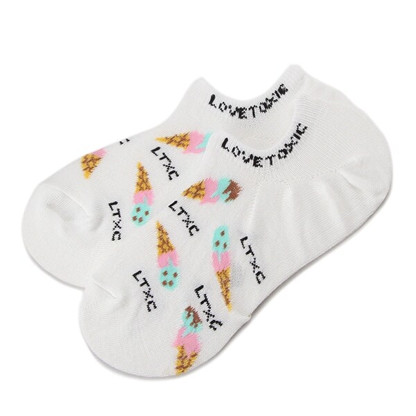 フードモチーフ総柄スニーカー丈ソックス