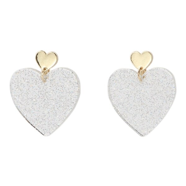 クリアハートプレートイヤリング
