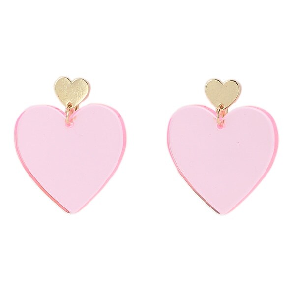 クリアハートプレートイヤリング