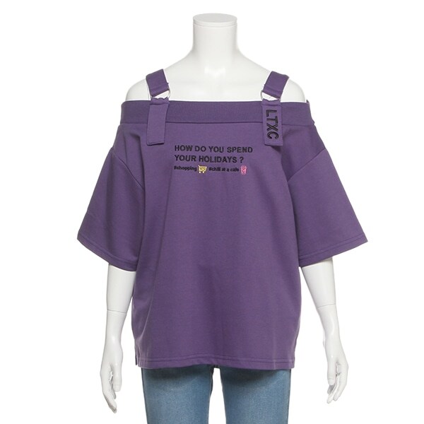 裏毛 ストラップオフショルTシャツ