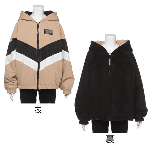 配色切替×ボア リバーシブルマウンテンパーカー