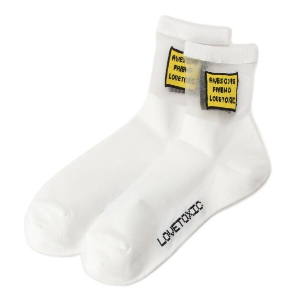 BOXロゴ透けクルーソックス