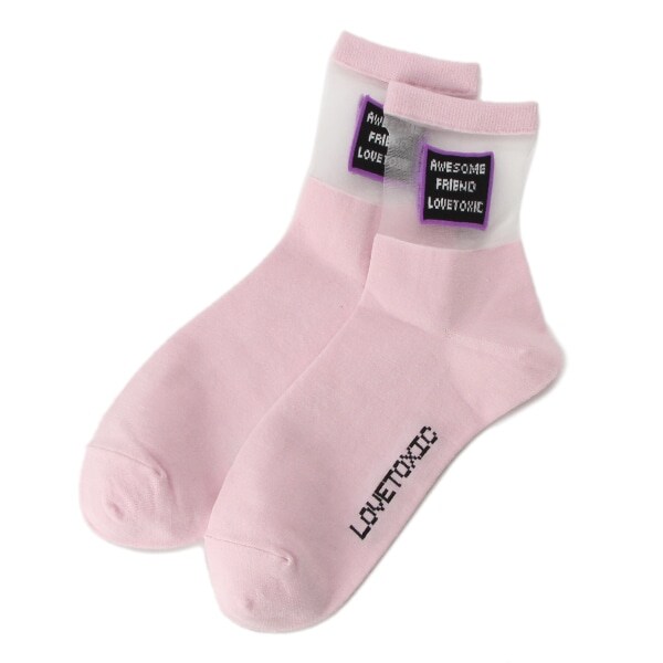 BOXロゴ透けクルーソックス