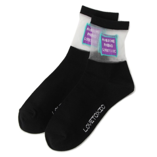 BOXロゴ透けクルーソックス