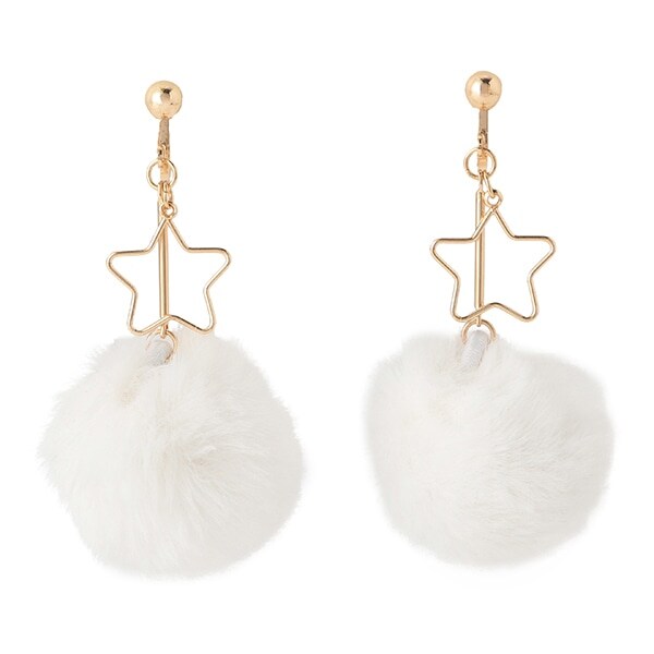 ロングポンポン×スターイヤリング