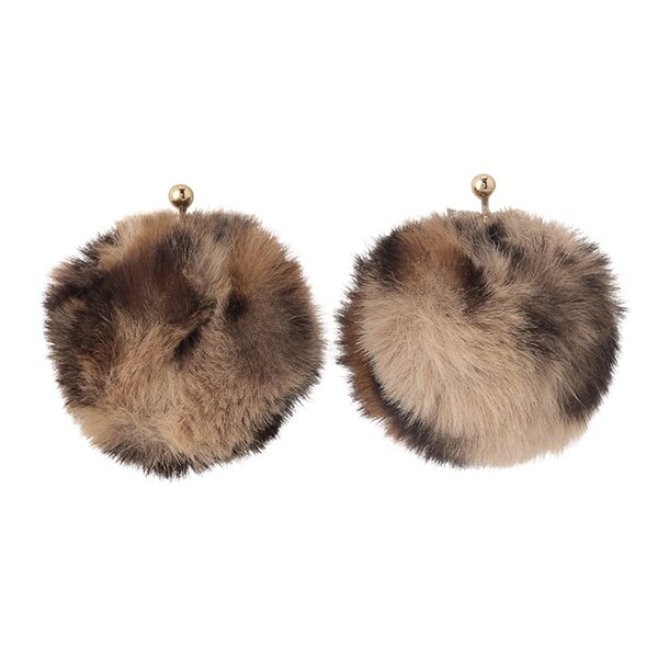 ヒョウ柄フェイクファーイヤリング