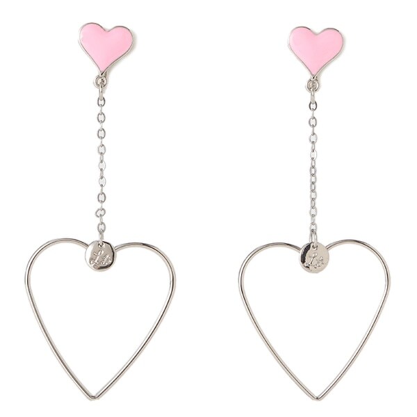 ロングハートフープイヤリング